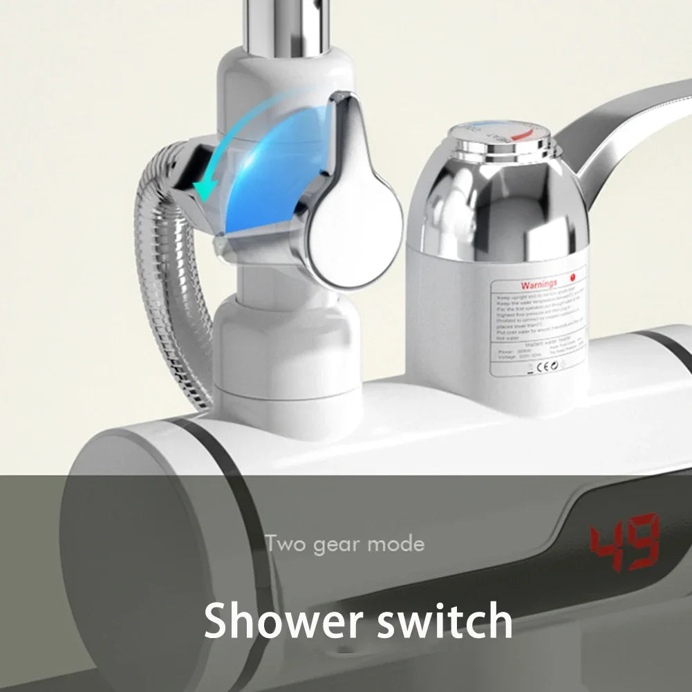 220V Electric Instant Hot Water Faucet 3000w Water Heater Fast Heating Tap with LED Temperature Display Water Heater Shower