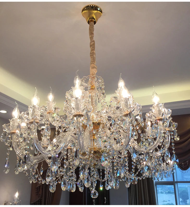 Luxury Home Crystal Chandeliers Villa Lighting for Living Room Decorate LED Ceiling Pendant Lights Indoor Hanging Lights Fixture