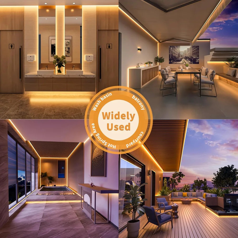 10m 20m Waterproof IP67 Tuya WiFi COB LED Strip 24V Dimmable Room Outdoor Light Warm White Touch Remote for Alexa Home Assistant