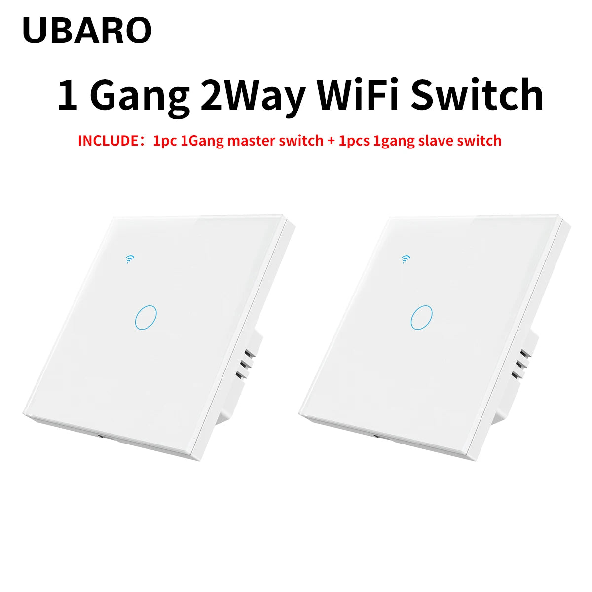 UBARO EU Standard 2 Way Wifi Smart Wall Switch Multi Control Voice Timer Sharing Function Works With Tuya App Home Improvemet