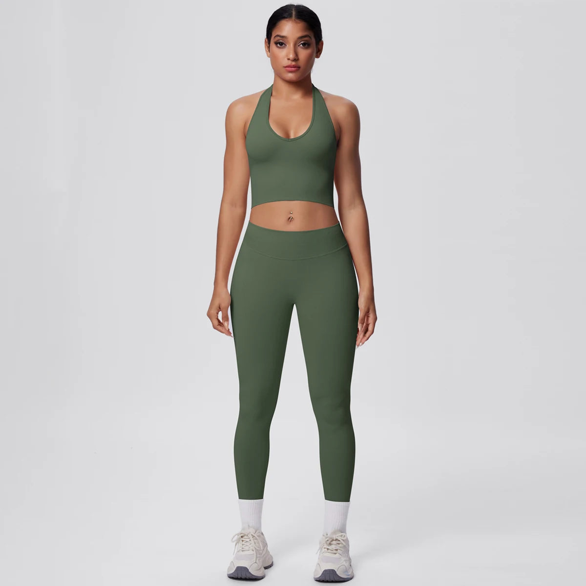 Rooftrellen 2PCS/set Women Gym Sports Yoga Set Breathable Shockproof Workout Top Backless Bra Push Up Fitness Pants Yoga Set