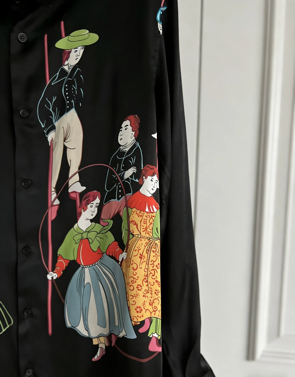 TOP-YAMAMOTO Original Design, Lumingkan Silk Printed Ribbon Shirt, Mulberry Silk Shirt for men