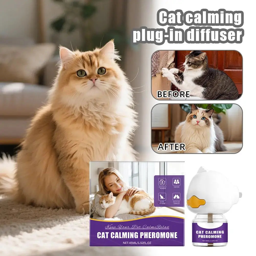 Pheromone Diffuser for Cats Pet Emotional Soothing Device Electric Plug-In Relieve Anxiety Reduce Scratching Calming Spray