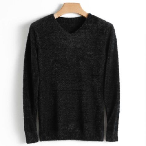 Men's Pure Mink Cashmere Sweater O-Neck Pullovers Knit Large Size Mink Sweater Winter New Tops Long Sleeve High-End Jumpers X49