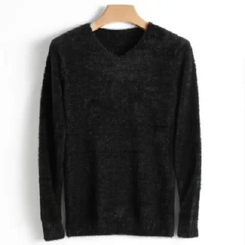Men's Pure Mink Cashmere Sweater O-Neck Pullovers Knit Large Size Mink Sweater Winter New Tops Long Sleeve High-End Jumpers X49