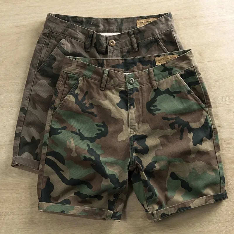 Summer American Style Multi Pocket Camouflage Workwear Shorts Men's Ins Casual Loose Five Quarter Pants Male Clothing