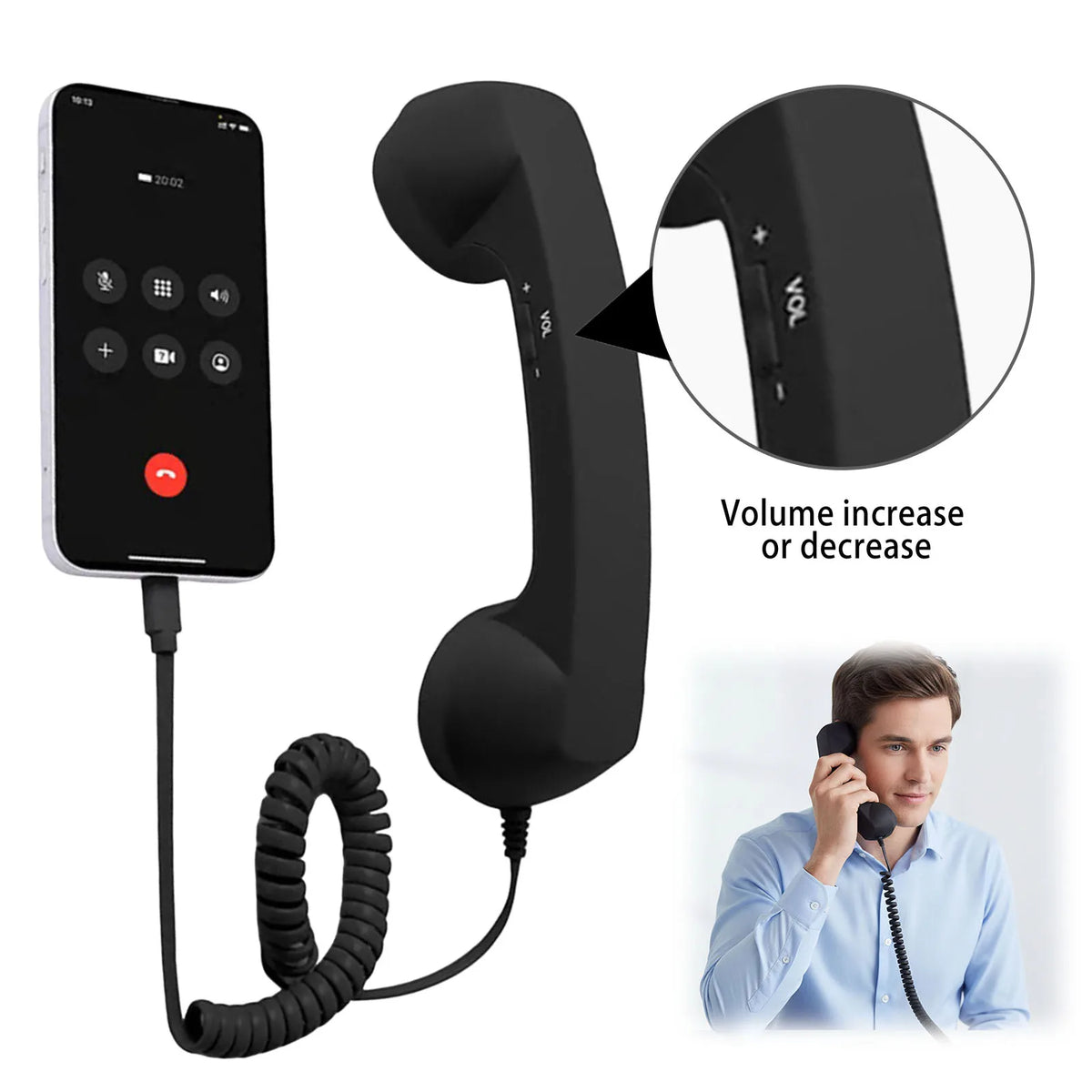 Retro Phone Handset, 2026 New Retro Phone Handset for iPhone&Android, Type-C/Wireless Bluetooth Old Fashioned Telephone Receiver