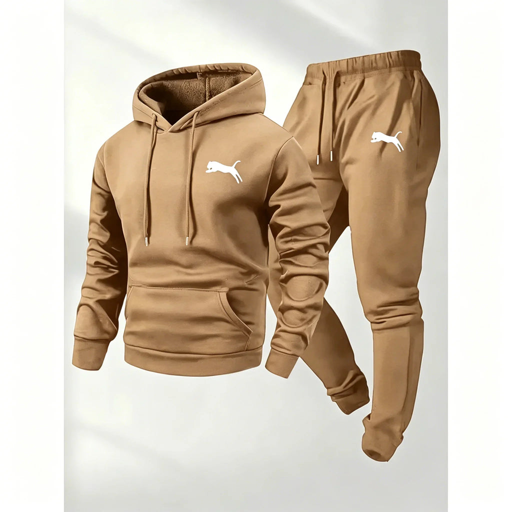 Men's Hoodie and Pants Set Casual Tracksuit Sportswear Jogging Clothing 2 Piece Set Warm Clothing