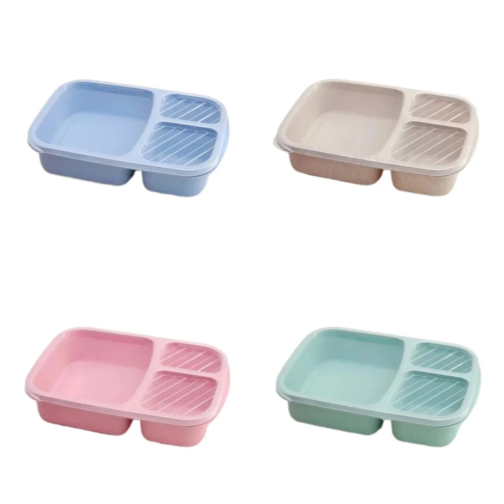 1/2pcs Bento Lunch Box Set 3 Compartment Food Storage Containers Wheat Straw Meal Prep Lunch Box Plastic Food Storage Containers
