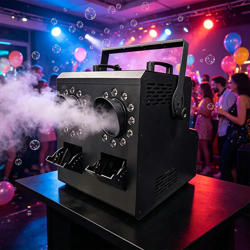 LED DMX512 Remote Control Electric 2000W Fog & Bubble Machine Double Wheel Smoke Bar KTV Hole Performance Special Effects Blower