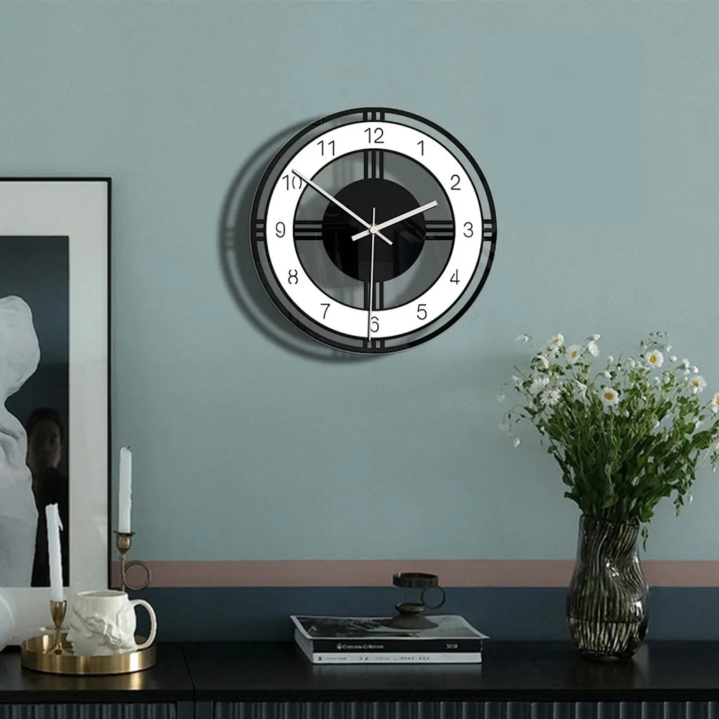 Nordic Glass Wall Clock Silent Modern Transparent Clocks Quartz Movement Wall Watches Modern Home Wall Decoration Accessories