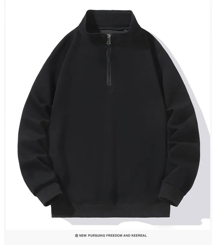 Big Size Clothing Store Sweatshirt Men Half Turtleneck Zip-up Long Sleeve Pullover Male Loose Fit Spring Autumn Large Plus 10XL