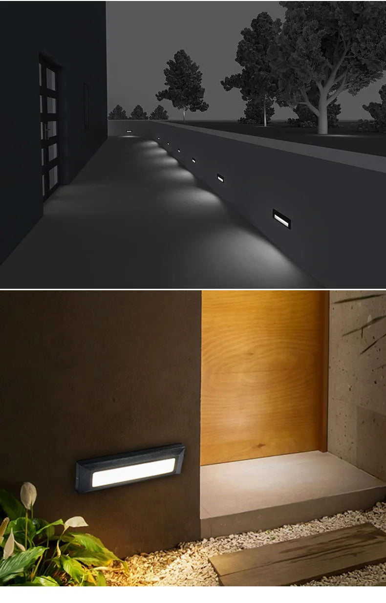 6W LED Outdoor Indoor External Wall Sconces Light Waterproof Fixture Decks Step Stair Pathway Yard Surface Mount Footlight Lamp