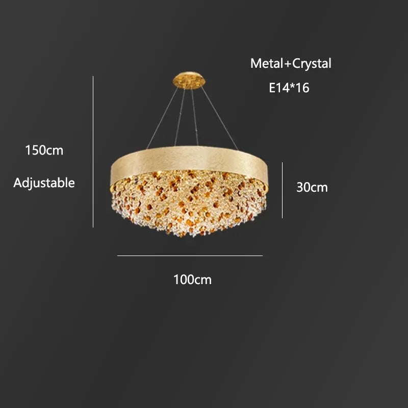 Modern Light Luxury Crystal Living Room Chandeliers for Restaurant Luxury Creative Circular Designer Home Decor Lustre Fixtures