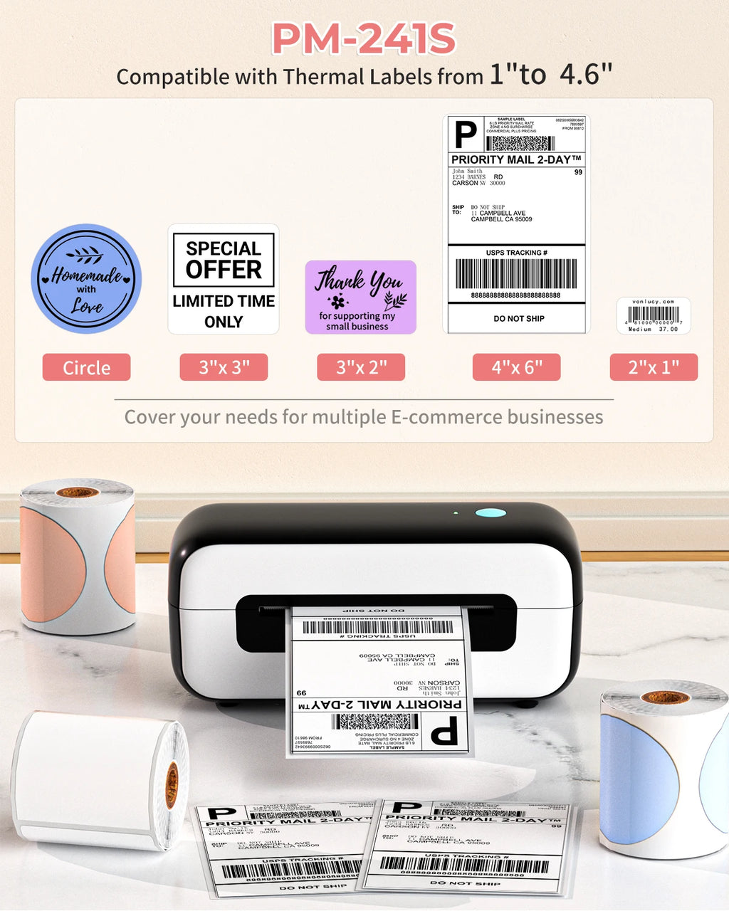 Phomemo PM246S Portable Wireless Label Sticker Thermal Printer Waybill Label Thermal Printer Mini Impresora Portatil