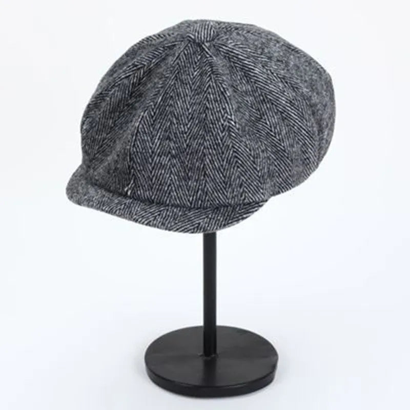 Retro Newsboy Caps Men Octagonal Hats British Painters Hats Autumn Winter Berets Herringbone Flat Caps Hip Hop Berets Gorras