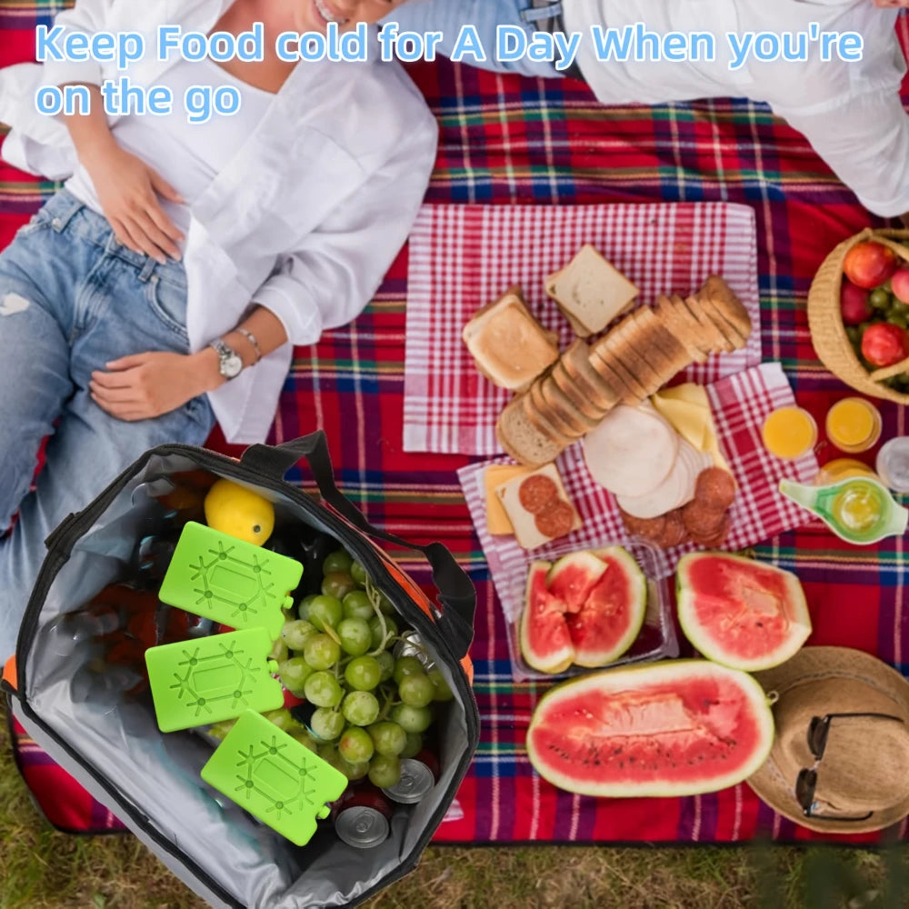Reusable Ice Packs in Green And Blue, Ultra-Thin And Durable, Perfect for Lunch Boxes, Coolers, Picnics, And Outdoor Adventures