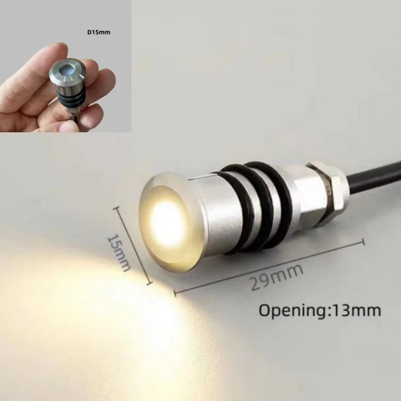DC12V 24V LED Mini Underwater Light IP68 Waterproof Underground Lamp Spotlight Stainless Steel for Pool Stair Step Pathway Deck
