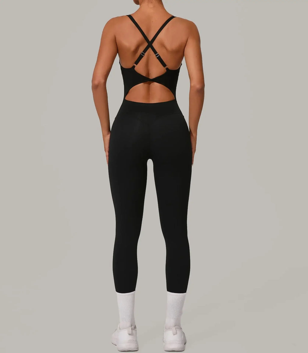 Wholesale Gym Clothes Woman Yoga Set Padding Women's Gym Jumpsuit Activewear Sportswear Push Up Fitness Sports Overalls Purple