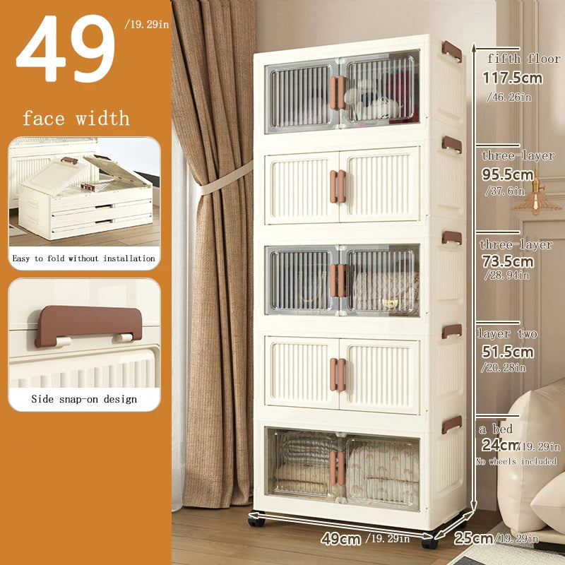Folding Storage Cabinet Wall Mounted Foldable Locker Compact Organizer for Home Office Space Saving Design