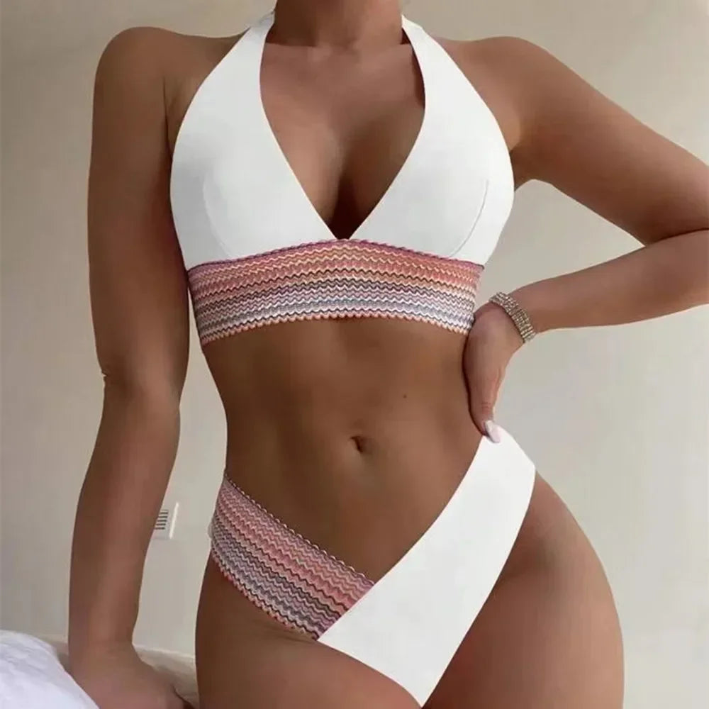 Sexy Bikini 2026 Women Swimsuit Female Swimwear Halter Thong biquini High Waist Bikinis Sets Brazilian Swimming for Bathing Suit