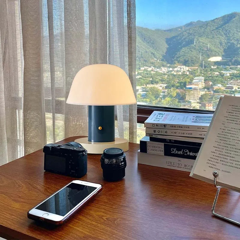 Cordless Mushroom Table Lamp Rechargeable Battery Operated Small Mushroom Night Light for Bedroom Living Room Restaurant Outdoor