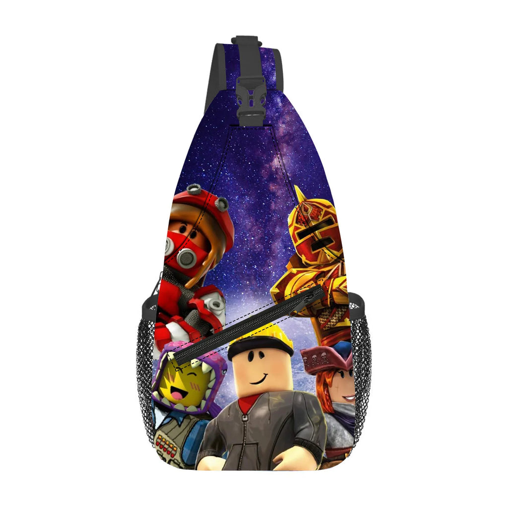 Roblox Shoulder Bag Virtual Gaming World Cartoon Print Sports Crossbody Bag 29*13*39cm Chest Bag