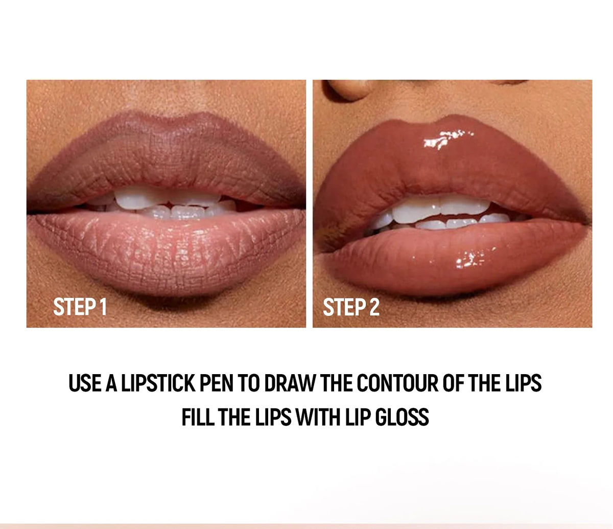 Pink Brown Tapered Lip Liner Contour Pencil Double Head Mirror Plumping Lip Glaze Crystal Lip Gloss Sexy Red Lips Tint Makeup