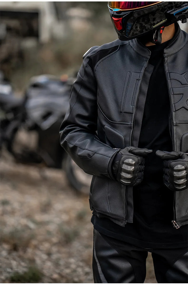 GHOST RACING Winter Motorcycle Jacket Leather Chaqueta Moto Men Waterproof Moto Suit Motorbike Riding Jacket Motocross Jacket