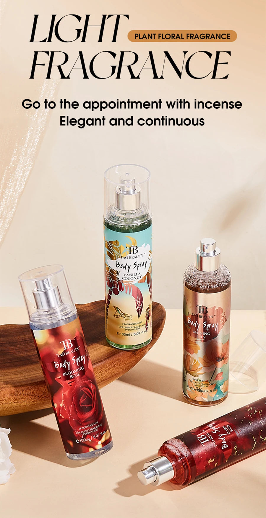 150ml Fragrance Spray, Long-Lasting Perfume, Light Floral Fruity Scent, Rich Rose Blackberry Botanical Fresh Scent Spray