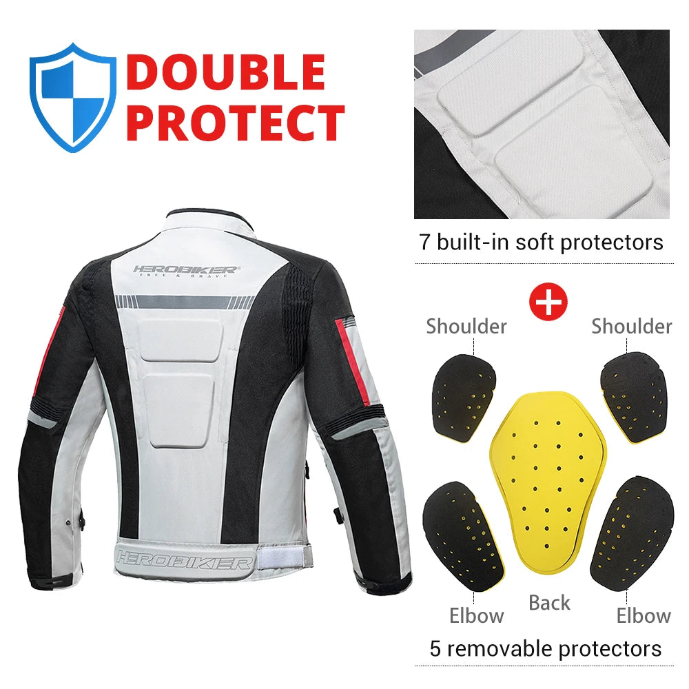 Men Waterproof Motorcycle Jacket Night High Visible Motorbike Racing Jacket Motorcycle Pants Moto Clothing With EVA Protection