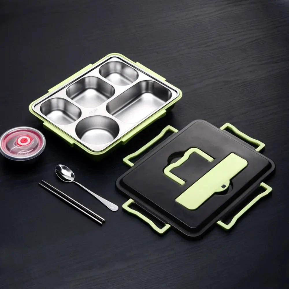 Leakproof Stainless Steel Lunch Box Microwavable Multi-Grid Food Container with Cutlery Food Grade Lunch Container Office Worker