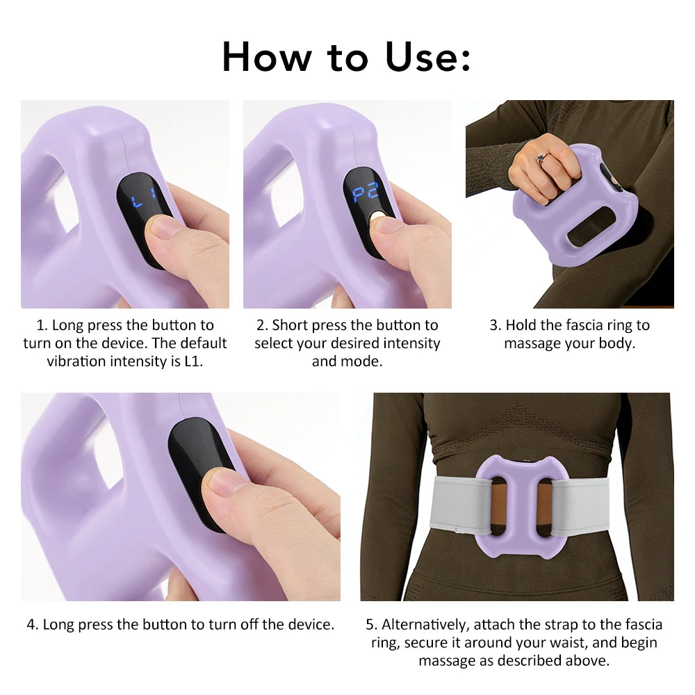 3 Mode 5 Speed Fascia Ring Massager with Strap Rechargeable Muscle Relax Body Slimming Massage Weight Lose Home Gym Deep Tissue