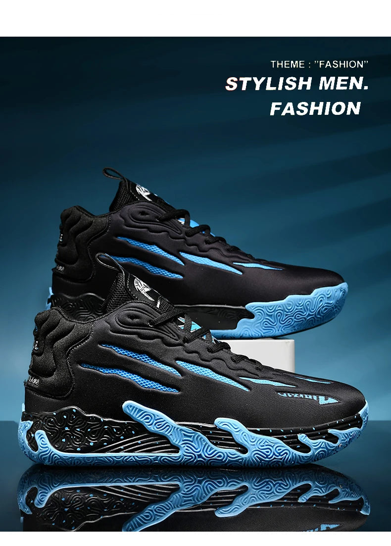 Men Basketball Shoes Field Training High-top Comfortable Non-slip Sports Footwear Luxury Lace-up Flat Sneaker for Men Traf Homme