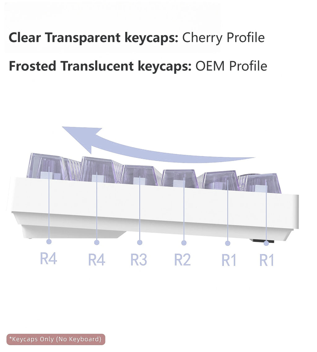 PC Keycaps Clear Transparent & Frosted Translucent White Black Full Set for Mechanical Keyboard 61 68 75 84 87 89 96 98 100 104