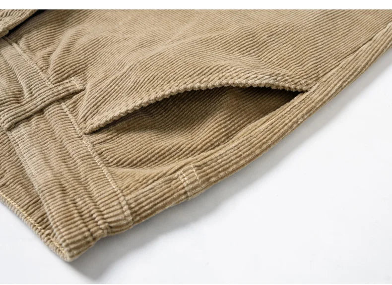 Corduroy Men's Business Casual Pants Fashion Comfortable Khaki Slim Straight Trousers Classic Male Brand Clothing Pants