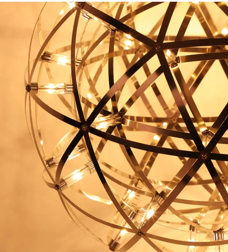 Stainless Steel Led Chandelier Light Shop Spark Ball Full Sky Star Milk Tea Restaurant Exclusive Network Bar Art Decoration Lamp