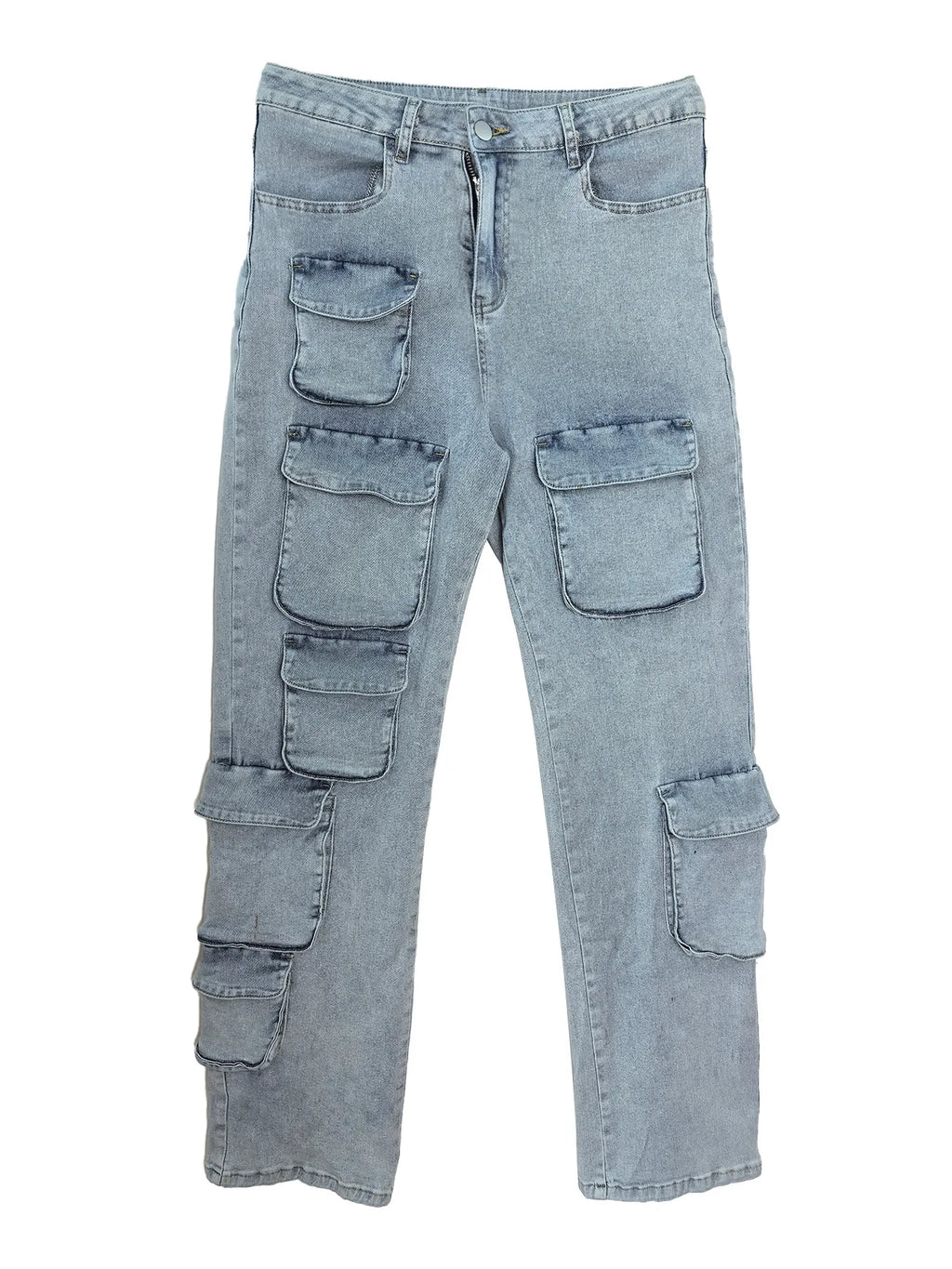 2024 Women's Fashion Streetwear Denim Cargo Pant Fall Y2K Casual Multi-Pocket Loose Straight  Jeans For Women