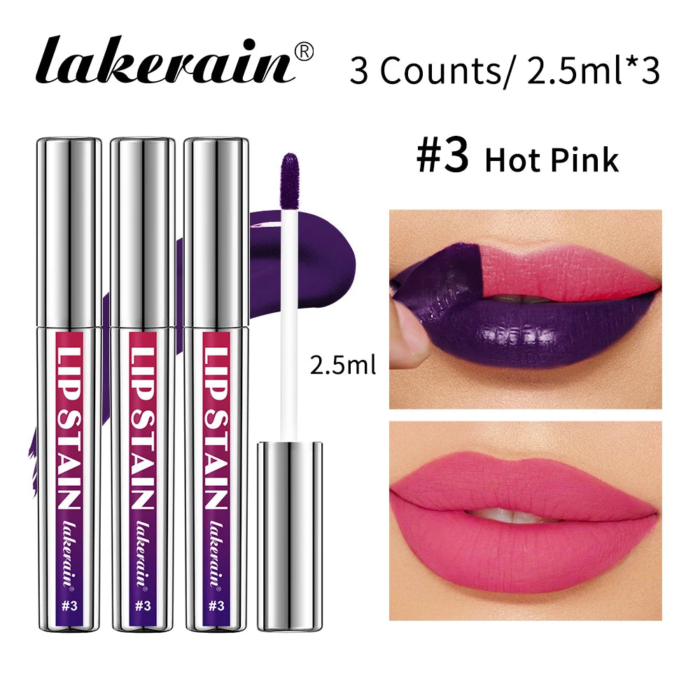3pcs/set Peel Off Lip Stain Set Long-Lasting Waterproof Lip Tint Transfer Proof Non-stick Cup Natural Lip Stain Female Makeup