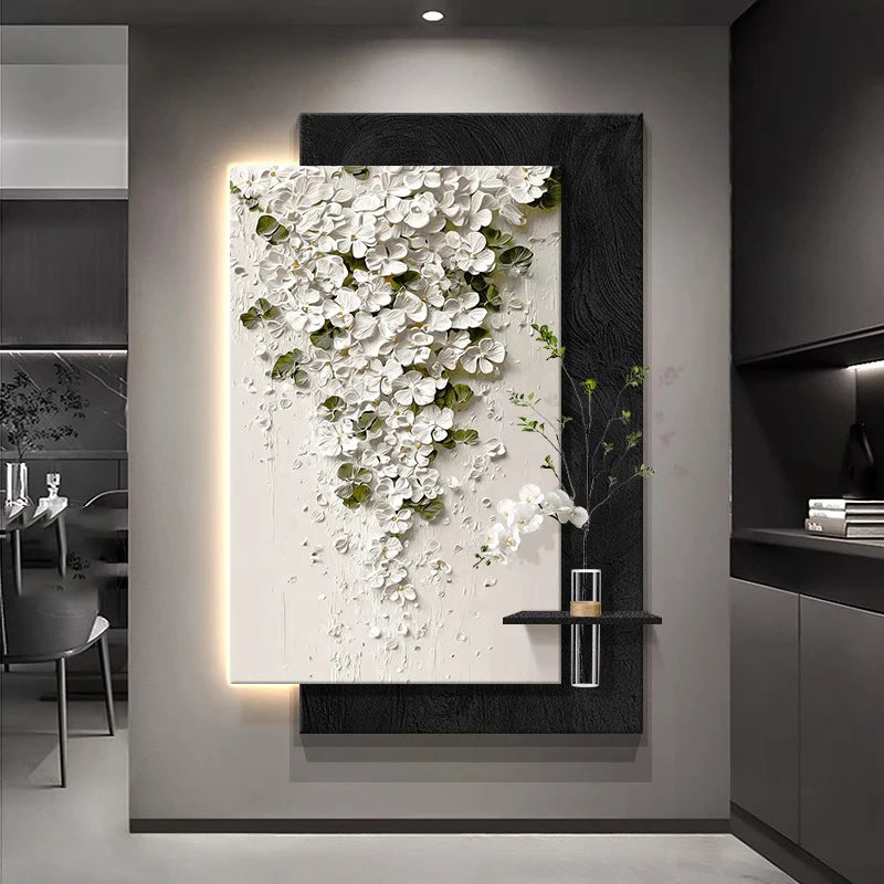 Led Light Hydroponic Green Plants Entrance Door Decoration High-end Feeling Corridor Hanging Flower Wall Lamp Painting