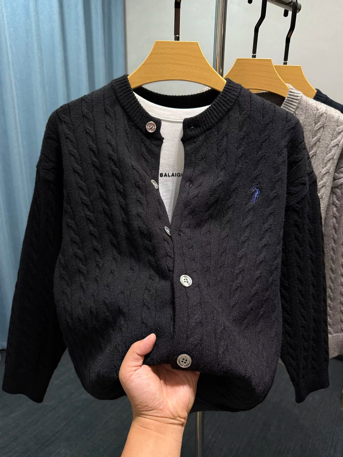Luxury Brand Jacquard Round Neck Sweater Cardigan Men's Autumn Winter Trend Classic Paul Embroidery Loose Casual Knitted Coat