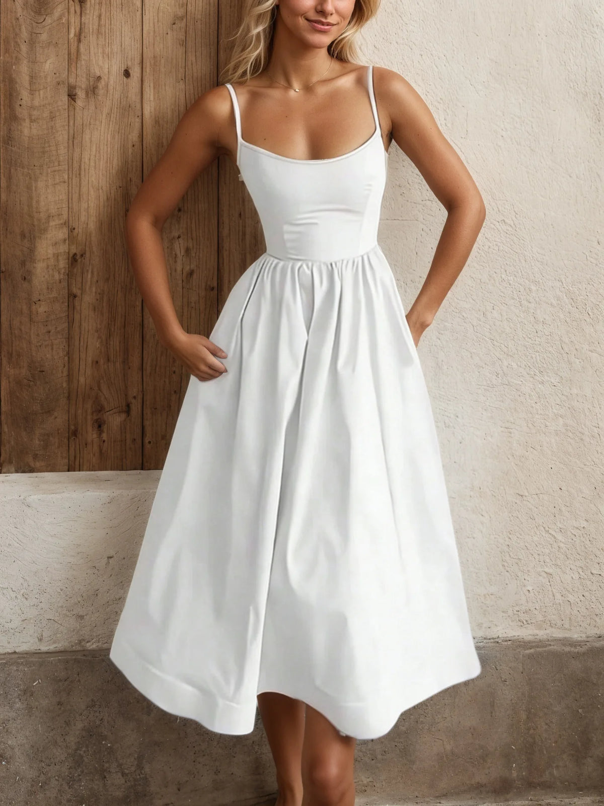 2026 summer fashion casual explosion temperament tube top solid color suspender dress women's clothing
