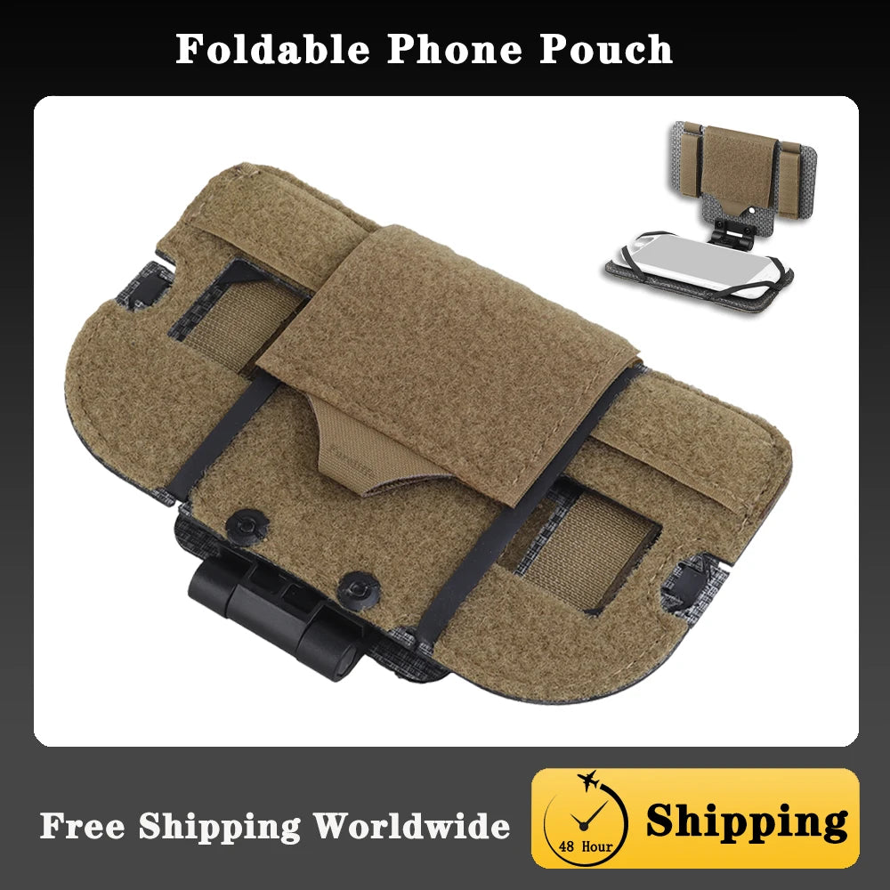 Tactical Phone Pouch with MOLLE/PALS Strap, Foldable Chest Phone Holder for Navigation & Tactical Vest Accessory
