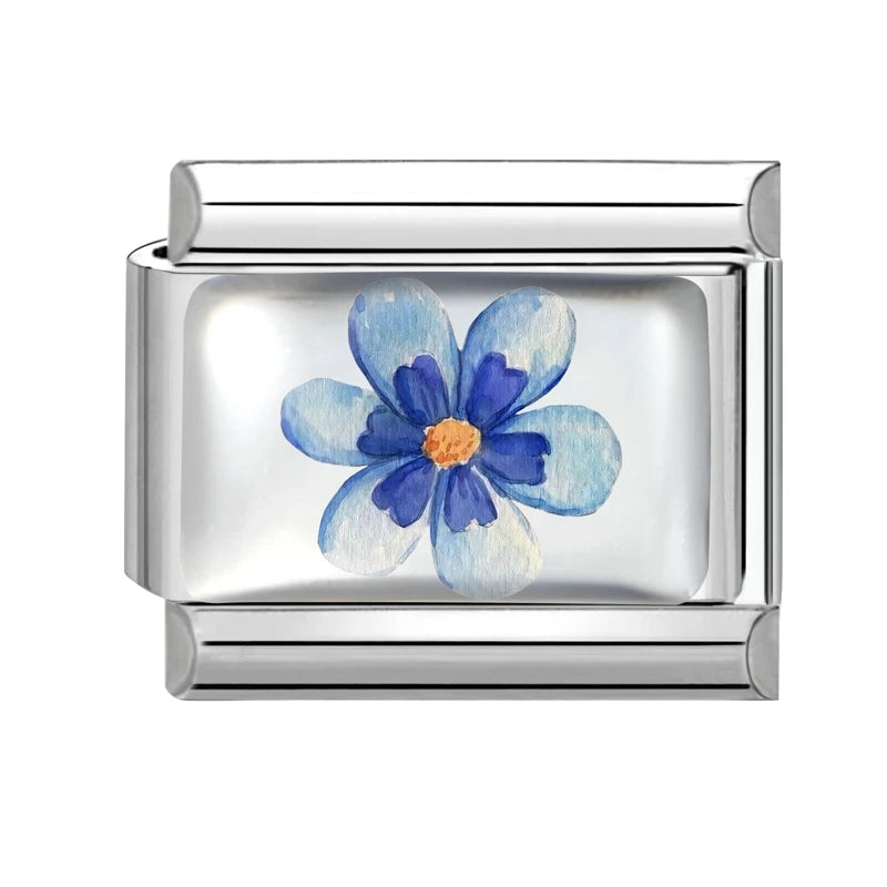 2025 Women's Fashion Colorful Flowers Sunflower Tulip Orchid Daisy Italian Charms Fit 9mm Stainless Steel Bracelet DIY Jewelry