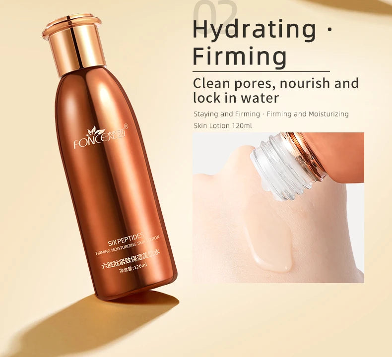5PCS FONCE Hexapeptide Firming Anti-aging Beauty Set Contains Facial Cleanser Serum Toner Anti-Wrinkle Cream Women Face Care Kit