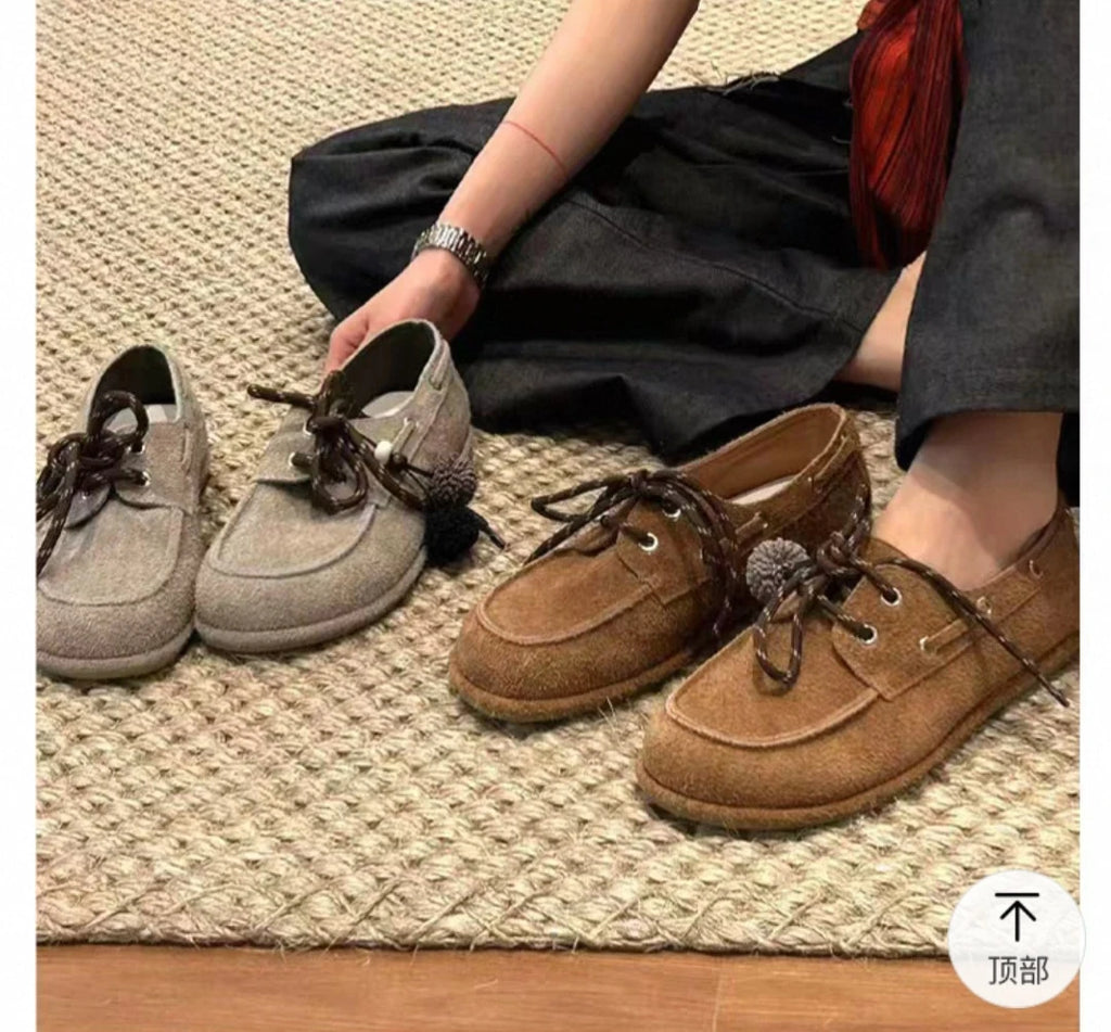 Women Flats Shoes Suede Lace Up Sport Running Women Shoes Autumn Designer Brand Walking Loafers Running Comfortable Work Shoes