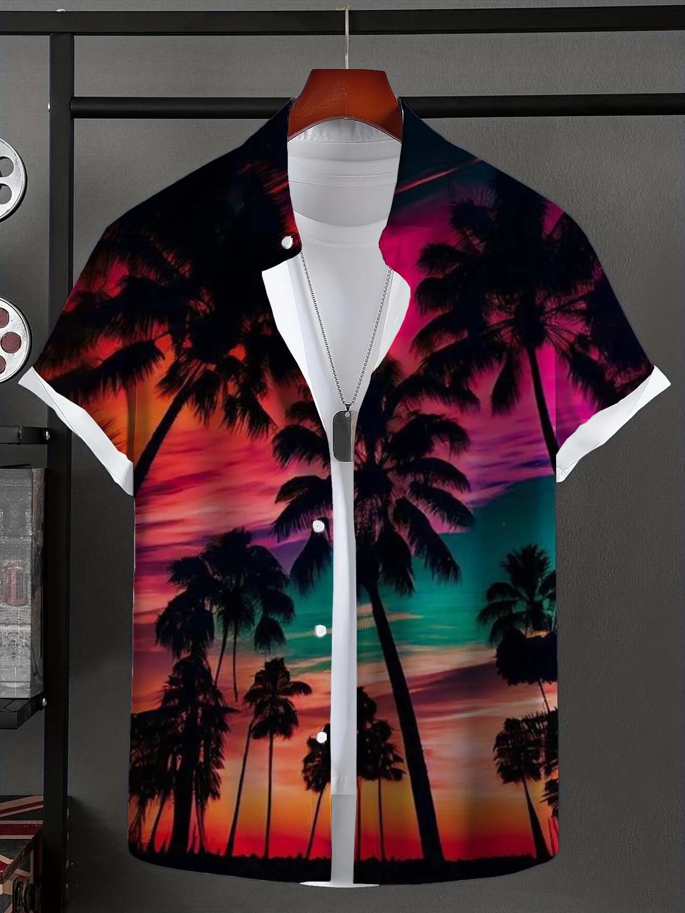 Men's Shirt Hawaiian Shirts For Man Summer New Beach Vacation Short Sleeve Top Casual Men's Blouse Coconut Tree Men Clothing