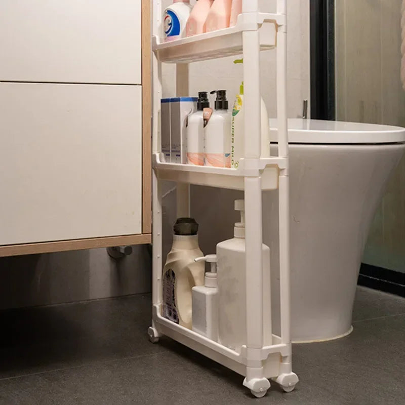 9.5cm Slim 3-Tier Door Gap Storage Cabinet, Narrow Side Shelf, Perfect Organizer for Bathroom & Kitchen Sundries Storage
