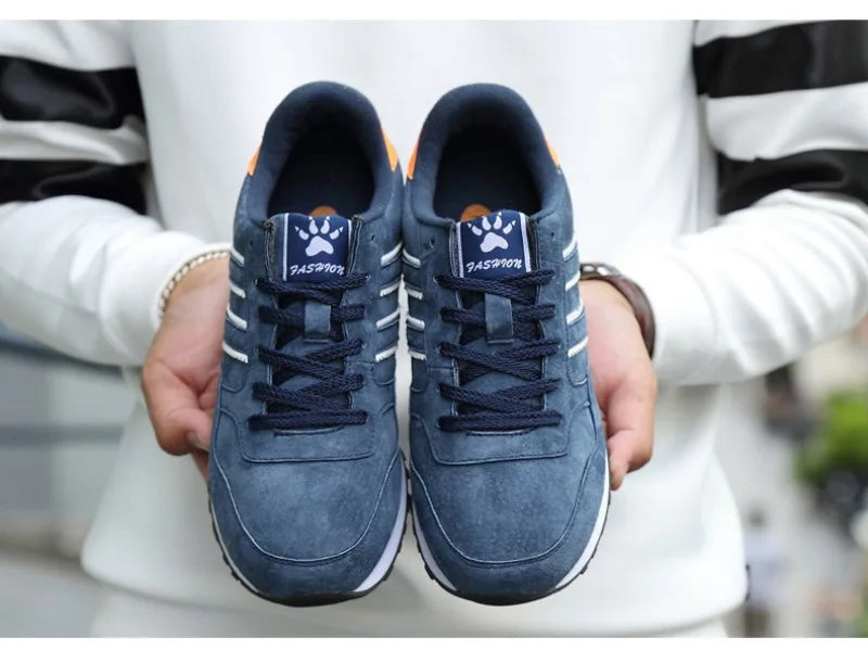 Sneakers for Men High Quality Suede Casual Shoes Luxury Tenis Shoes for Men Lace-up Flats Sport Running Shoes Кроссовки Мужские