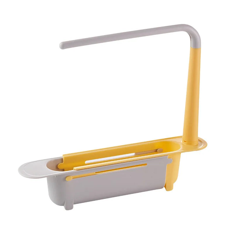 Multipurpose Sink Organizer Rack Telescopic Design with Two Sponge Holders Keeps Kitchen Counter Dry Neat for Cleaning Storage